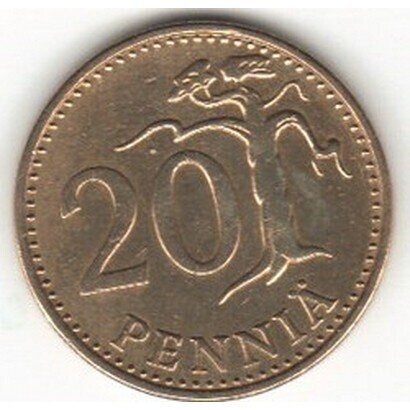 Монета от 20 пенита на Финландия (1974 г.).
