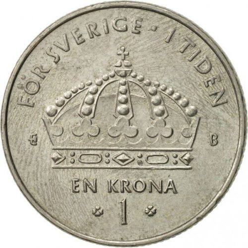 Монета от 1 крона на Швеция (2001 г.).