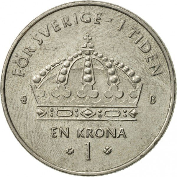 Монета от 1 крона на Швеция (2001 г.).