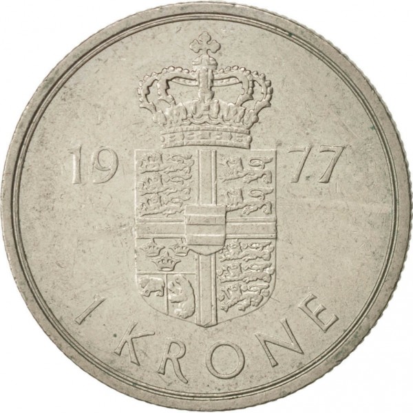 Монета 1 крона 1977 г. Дания