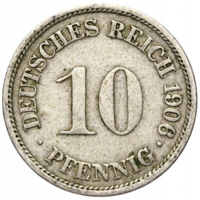 Монета 10 пфенига 1906 г. от Германската империя