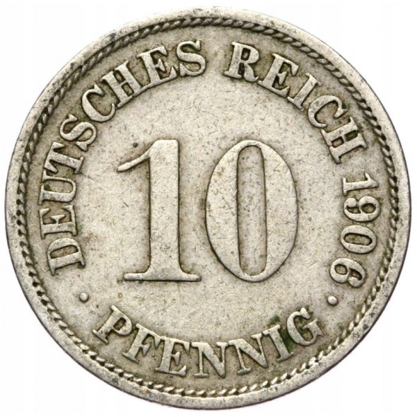 Монета 10 пфенига 1906 г. от Германската империя
