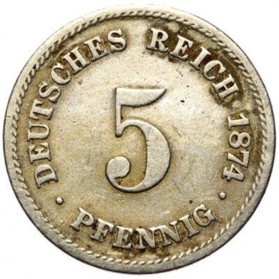 Монета 5 пфенига 1874 г. от Германската империя.