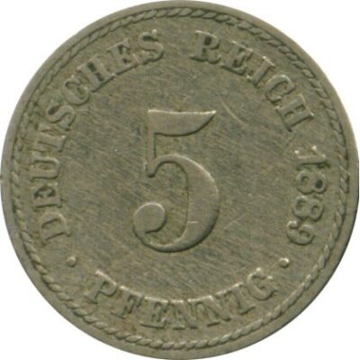 Монета 5 пфенига 1889 г. от Германската империя