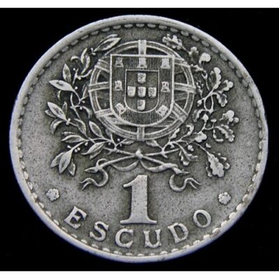 Монета Португалия 1 ескудо 1929 с бюст на Републиката и държавен герб, медно-никелова емисия
