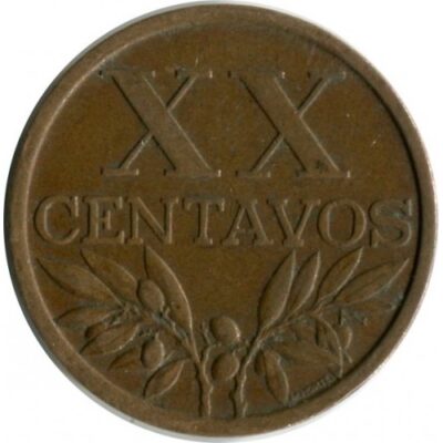 Монета 20 сентавос (centavos) 1966 от Португалия.
