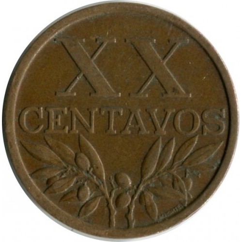 Монета 20 сентавос (centavos) 1966 от Португалия.