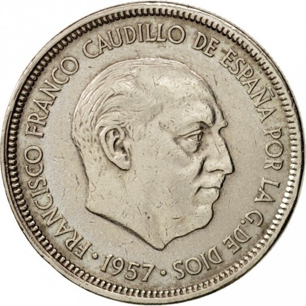 Монета: Испания, 5 песети, 1957 - Image 2