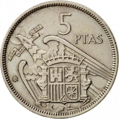 Монета 5 песети 1957 Испания с Франсиско Франко.