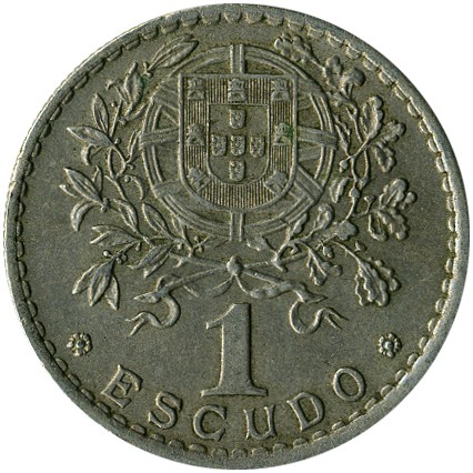 Монета от Португалия, 1 ескудо, емисия 1968 година.
