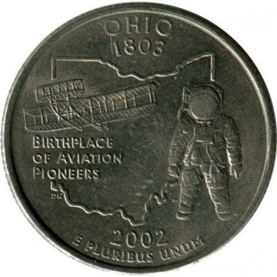 Монета 25 цента 2002 г. Охайо от серията „50 щата на САЩ“.