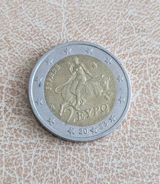 Гърция 2 евро 2003 с Европа и Зевс в образа на бик